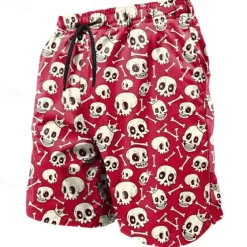 Men's 3D Print Cool Skulls Halloween Costumes Swim Trunks Swim Shorts Board Shorts Mid Waist Casual Athleisure Daily Holiday Streetwear Drawstring Elastic Waist 3D Print Designer Clothing Apparel