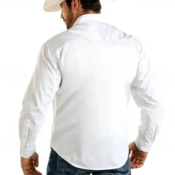 Men's 3D Print Ethnic Western Shirt Button Up Shirt Cowboy Shirt Long Sleeve Western Vintage Retro Outdoor Casual Spring Fall Turndown Collared Shirts Front Two Pockets Light Blue White Pink