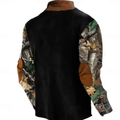 Men's Deer Sweatshirt Zip Sweatshirt Long Sleeve Sweatshirt Quarter Zip Daily Basic Print Sports Outdoor Travel Zip Up Spring & Fall