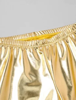 Men's Disco Pants Flared Pants Trousers Casual Pants Buttons Pocket Plain Comfort Party Stage Disco Lights Fashion Casual Gold Micro-elastic