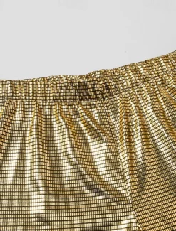 Men's Disco Pants Flared Pants Trousers Casual Pants Buttons Pocket Plain Comfort Party Stage Disco Lights Fashion Casual Gold Micro-elastic