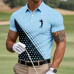 Men's Dot Golf Sports Polo Shirts Short Sleeve Polo Shirts Collared Shirts Business Casual Outdoor Athleisure Daily Wear 3D Print Summer White Pink Blue