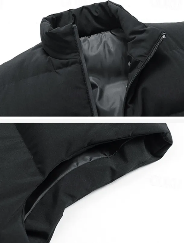Men's Down Vest Puffer Vest Vest Gilet Daily Date Vacation Fashion Casual Fall & Winter Pocket Polyester Warm Comfortable Plain Zipper Standing Collar Regular Fit Black Red Blue Vest