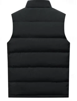 Men's Down Vest Puffer Vest Vest Gilet Daily Date Vacation Fashion Casual Fall & Winter Pocket Polyester Warm Comfortable Plain Zipper Standing Collar Regular Fit Black Red Blue Vest