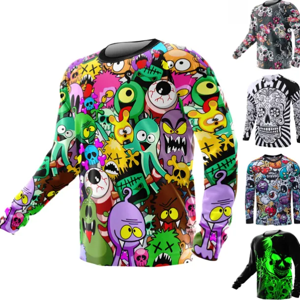 Men's Downhill Jersey Long Sleeve Mountain Bike MTB Road Bike Cycling Winter Black White Army Green Graphic Bike Fleece Lining Warm Breathable Fleece Spandex Sports Graphic Clothing Apparel