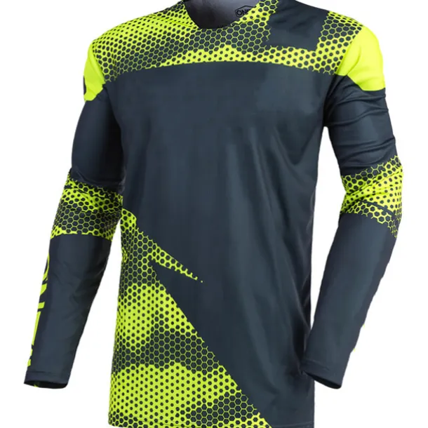 Men's Downhill Jersey Long Sleeve Mountain Bike MTB Road Bike Cycling Green Grey Bike Breathable Quick Dry Polyester Spandex Sports Geometry Clothing Apparel