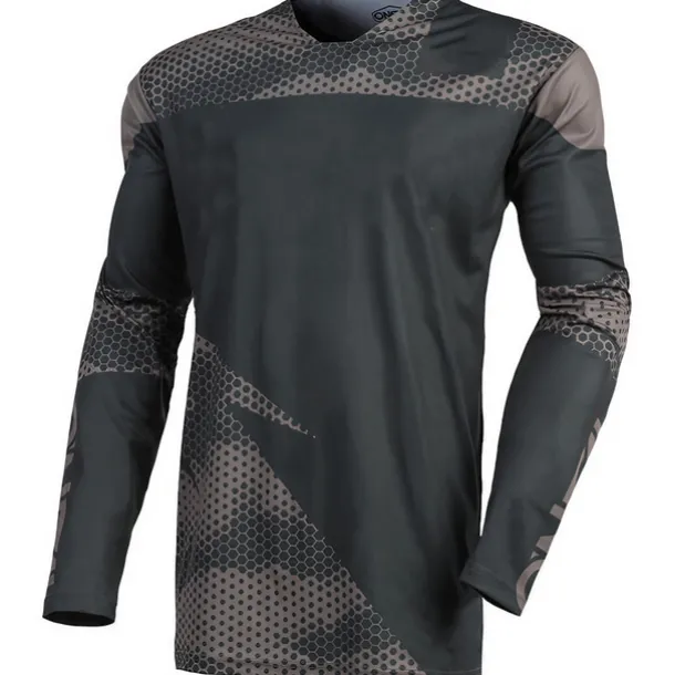 Men's Downhill Jersey Long Sleeve Mountain Bike MTB Road Bike Cycling Green Grey Bike Breathable Quick Dry Polyester Spandex Sports Geometry Clothing Apparel