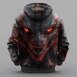 Men's Dragon Hoodies Sweatshirt Fashion Cool Long Sleeve Crew Neck Party Holiday Streetwear Black Blue Drawstring Fall Winter Designer