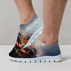 Men's Dragon Print Flyknit Sneakers - Lightweight Athletic Shoes for Running, Gym and Casual Wear