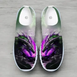 Men's Dragon Print Flyknit Sneakers - Lightweight Athletic Shoes for Running, Gym and Casual Wear