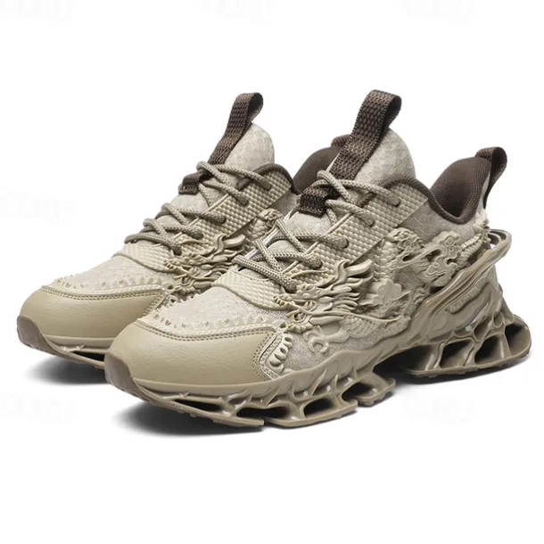 Men's Dragon-Themed Lightweight Athletic Sneakers – Unique Sculpted Sole Design, Breathable and Comfortable Running Shoes for Sports and Street Style