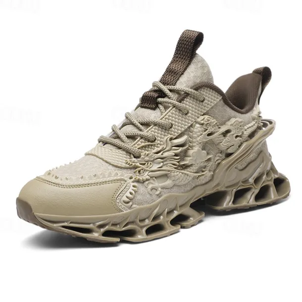 Men's Dragon-Themed Lightweight Athletic Sneakers – Unique Sculpted Sole Design, Breathable and Comfortable Running Shoes for Sports and Street Style