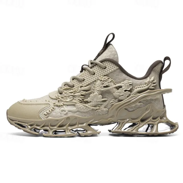 Men's Dragon-Themed Lightweight Athletic Sneakers – Unique Sculpted Sole Design, Breathable and Comfortable Running Shoes for Sports and Street Style