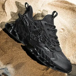 Men's Dragon-Themed Lightweight Athletic Sneakers – Unique Sculpted Sole Design, Breathable and Comfortable Running Shoes for Sports and Street Style