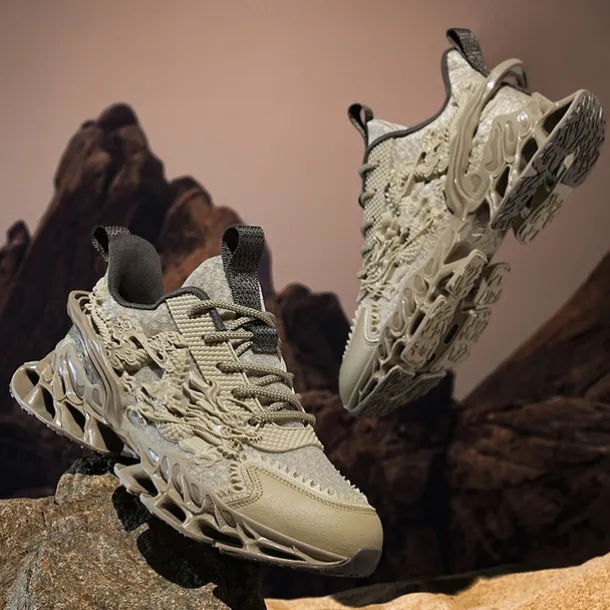 Men's Dragon-Themed Lightweight Athletic Sneakers – Unique Sculpted Sole Design, Breathable and Comfortable Running Shoes for Sports and Street Style