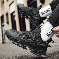 Men's Dragon-Themed Lightweight Athletic Sneakers – Unique Sculpted Sole Design, Breathable and Comfortable Running Shoes for Sports and Street Style