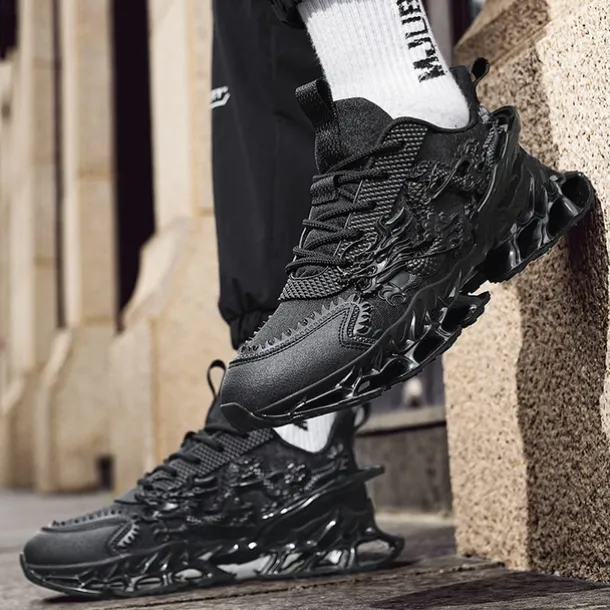 Men's Dragon-Themed Lightweight Athletic Sneakers – Unique Sculpted Sole Design, Breathable and Comfortable Running Shoes for Sports and Street Style