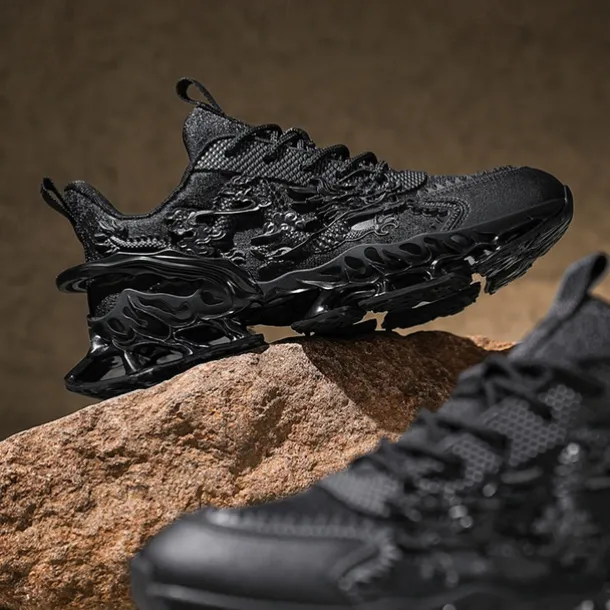 Men's Dragon-Themed Lightweight Athletic Sneakers – Unique Sculpted Sole Design, Breathable and Comfortable Running Shoes for Sports and Street Style