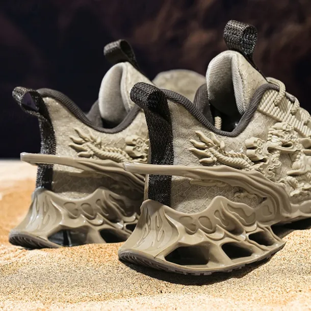 Men's Dragon-Themed Lightweight Athletic Sneakers – Unique Sculpted Sole Design, Breathable and Comfortable Running Shoes for Sports and Street Style
