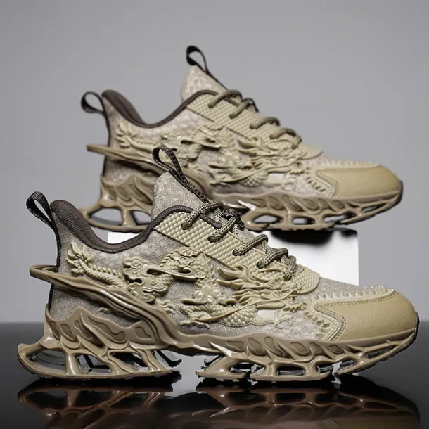 Men's Dragon-Themed Lightweight Athletic Sneakers – Unique Sculpted Sole Design, Breathable and Comfortable Running Shoes for Sports and Street Style