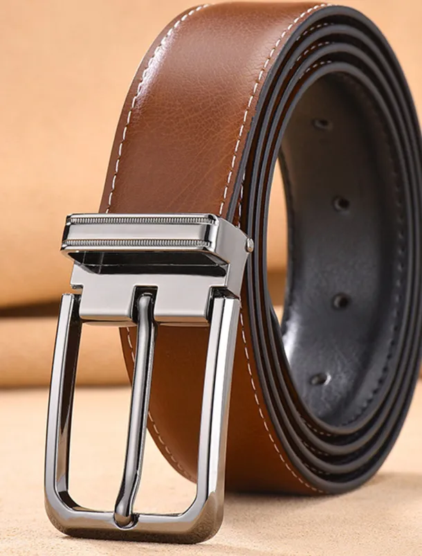 Men's Dress Belt Leather Belt Ratchet Belt Casual Belt Black 1# Black 2# Cowhide Stylish Casual Gentleman Plain Daily Wear Going out Weekend