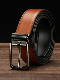 Men's Dress Belt Leather Belt Ratchet Belt Casual Belt Black 1# Black 2# Cowhide Stylish Casual Gentleman Plain Daily Wear Going out Weekend