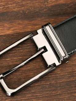 Men's Dress Belt Leather Belt Ratchet Belt Casual Belt Black 1# Black 2# Cowhide Stylish Casual Gentleman Plain Daily Wear Going out Weekend