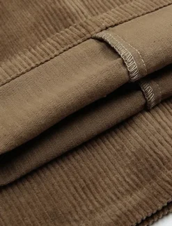 Men's Dress Pants Corduroy Pants Trousers Straight Leg Plain Comfort Daily Classic Style Dark Khaki Black Micro-elastic