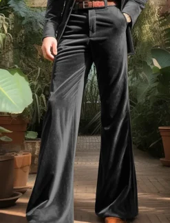 Men's Dress Pants Flared Pants Bell Bottom Trousers Suit Pants Front Pocket Plain Comfort Business Daily Holiday Fashion Chic & Modern Yellow Brown