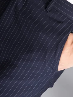 Men's Dress Pants Flared Pants Trousers Suit Pants Pocket Stripe Comfort Breathable Outdoor Daily Going out Fashion Casual Black Dark Blue