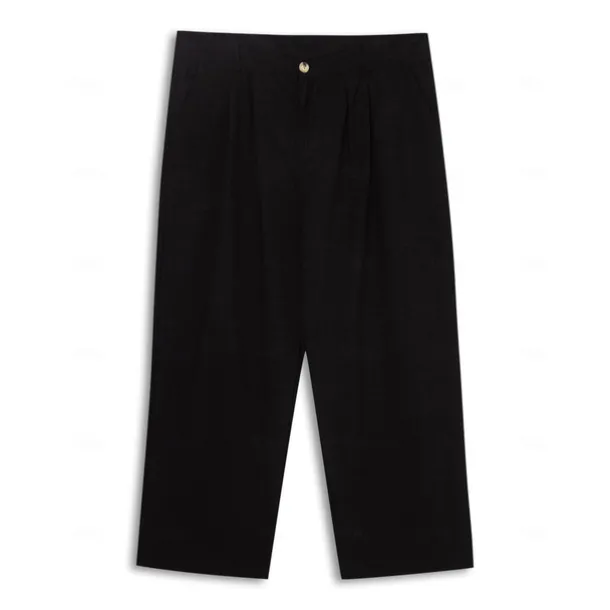 Men's Dress Pants Linen Pants Summer Pants Pleated Pants Front Pocket Straight Leg Plain Comfort Breathable Casual Daily Holiday Fashion Basic Black White