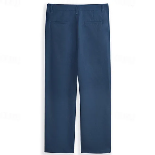 Men's Dress Pants Linen Pants Trousers Summer Pants Beach Pants Straight Leg Plain Comfort Outdoor Casual Daily Streetwear Stylish Black White