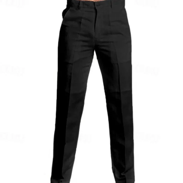 Men's Dress Pants Linen Pants Trousers Summer Pants Beach Pants Straight Leg Plain Comfort Outdoor Casual Daily Streetwear Stylish Black White