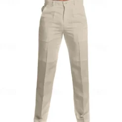 Men's Dress Pants Linen Pants Trousers Summer Pants Beach Pants Straight Leg Plain Comfort Outdoor Casual Daily Streetwear Stylish Black White