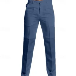 Men's Dress Pants Linen Pants Trousers Summer Pants Beach Pants Straight Leg Plain Comfort Outdoor Casual Daily Streetwear Stylish Black White