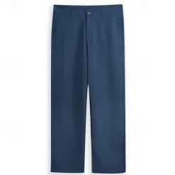 Men's Dress Pants Linen Pants Trousers Summer Pants Beach Pants Straight Leg Plain Comfort Outdoor Casual Daily Streetwear Stylish Black White