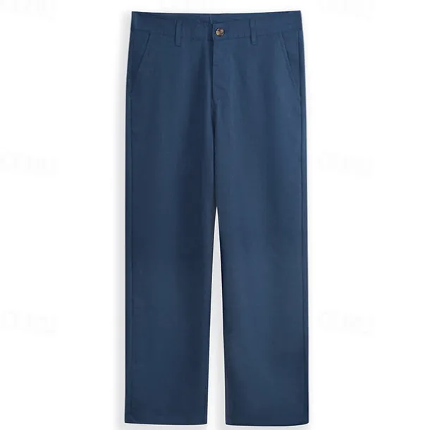 Men's Dress Pants Linen Pants Trousers Summer Pants Beach Pants Straight Leg Plain Comfort Outdoor Casual Daily Streetwear Stylish Black White