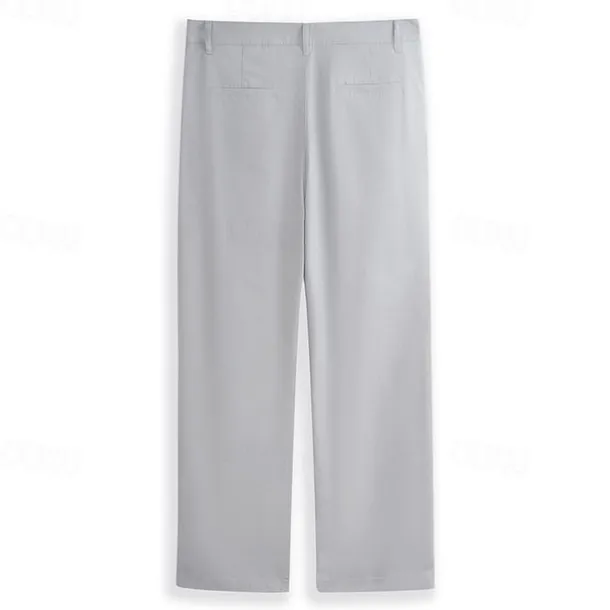 Men's Dress Pants Linen Pants Trousers Summer Pants Buttons Front Pocket Straight Leg Plain Comfort Breathable Casual Daily Holiday Fashion Basic Black White