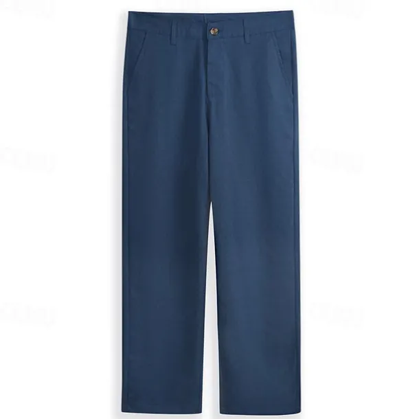 Men's Dress Pants Linen Pants Trousers Summer Pants Beach Pants Front Pocket Straight Leg Plain Comfort Breathable Formal Business Holiday Fashion Basic Black White