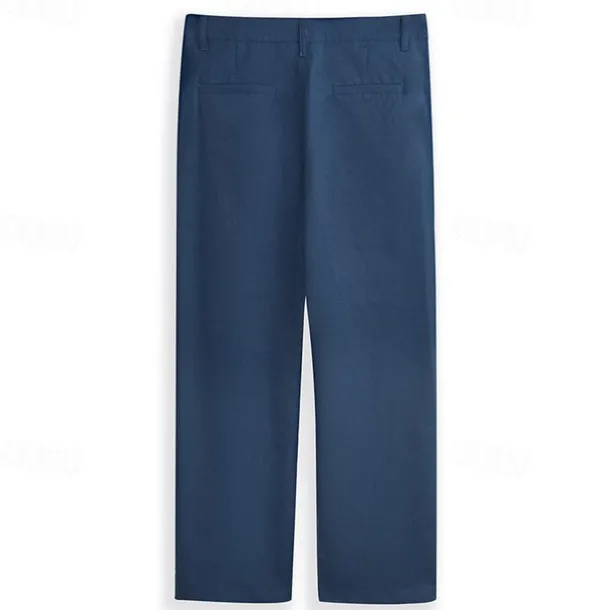 Men's Dress Pants Linen Pants Trousers Summer Pants Beach Pants Front Pocket Straight Leg Plain Comfort Breathable Formal Business Holiday Fashion Basic Black White