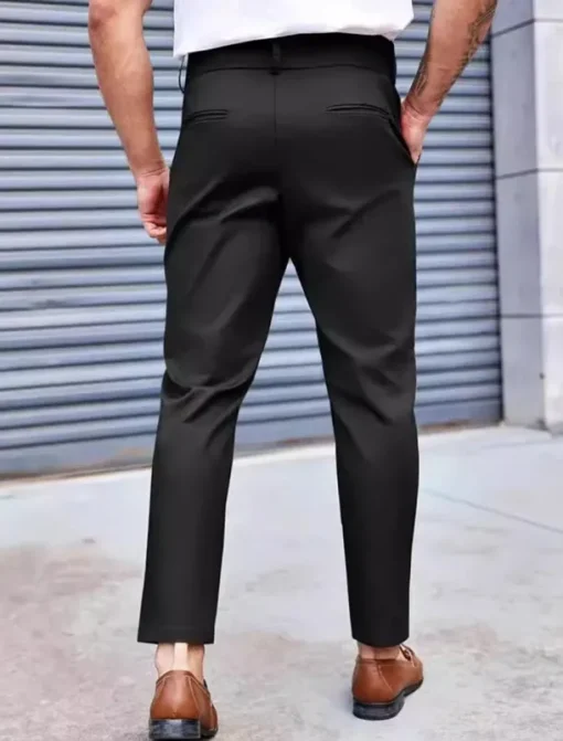 Men's Dress Pants Tapered pants Trousers Suit Pants Pleated Pocket Plain Comfort Soft Full Length Formal Wedding Business Fashion Streetwear Black Blue