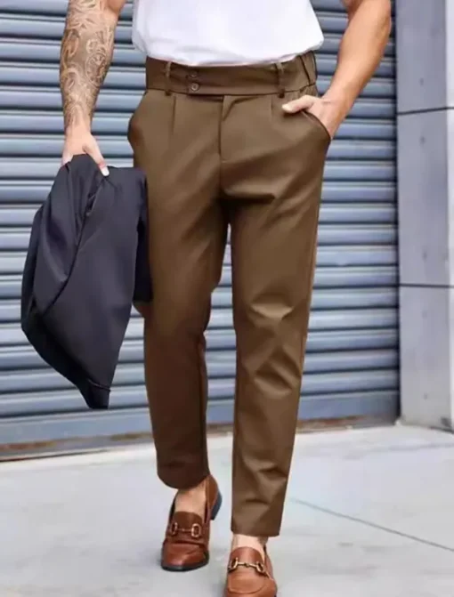Men's Dress Pants Tapered pants Trousers Suit Pants Pleated Pocket Plain Comfort Soft Full Length Formal Wedding Business Fashion Streetwear Black Blue