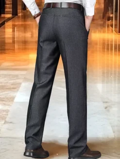 Men's Dress Pants Trousers Slacks Suit Pants Pocket Plain Comfort Breathable Wedding Outdoor Daily Fashion Casual Black Khaki