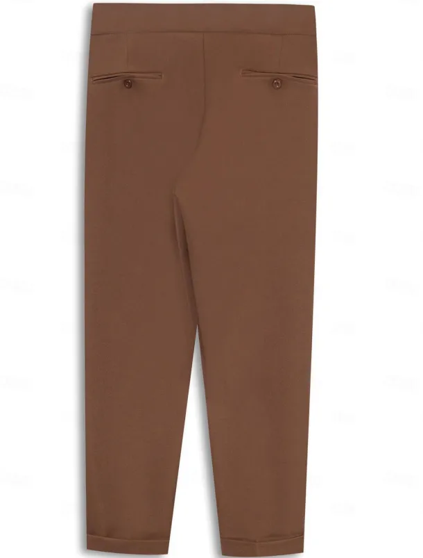 Men's Dress Pants Trousers Slacks Pleated Pants Suit Pants High Rise Plain Comfort Breathable Wedding Outdoor Daily Elegant Vintage Black White