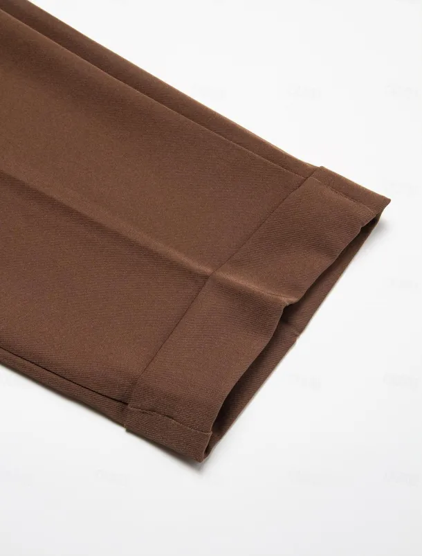 Men's Dress Pants Trousers Slacks Pleated Pants Suit Pants High Rise Plain Comfort Breathable Wedding Outdoor Daily Elegant Vintage Black White