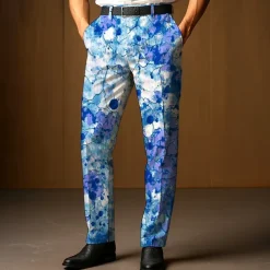 Men's Dress Pants Trousers Suit Pants Gradient Color Abstract Art Full Length Outdoor Vacation Fashion Casual Yellow Blue Micro-elastic
