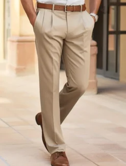 Men's Dress Pants Trousers Slacks Summer Pants Casual Pants Front Pocket Straight Leg Plain Comfort Wedding Business Casual Fashion Classic Black Navy Blue Micro-elastic