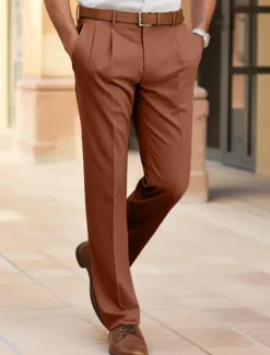 Men's Dress Pants Trousers Slacks Summer Pants Casual Pants Front Pocket Straight Leg Plain Comfort Wedding Business Casual Fashion Classic Black Navy Blue Micro-elastic