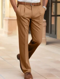 Men's Dress Pants Trousers Slacks Summer Pants Casual Pants Front Pocket Straight Leg Plain Comfort Wedding Business Casual Fashion Classic Black Navy Blue Micro-elastic