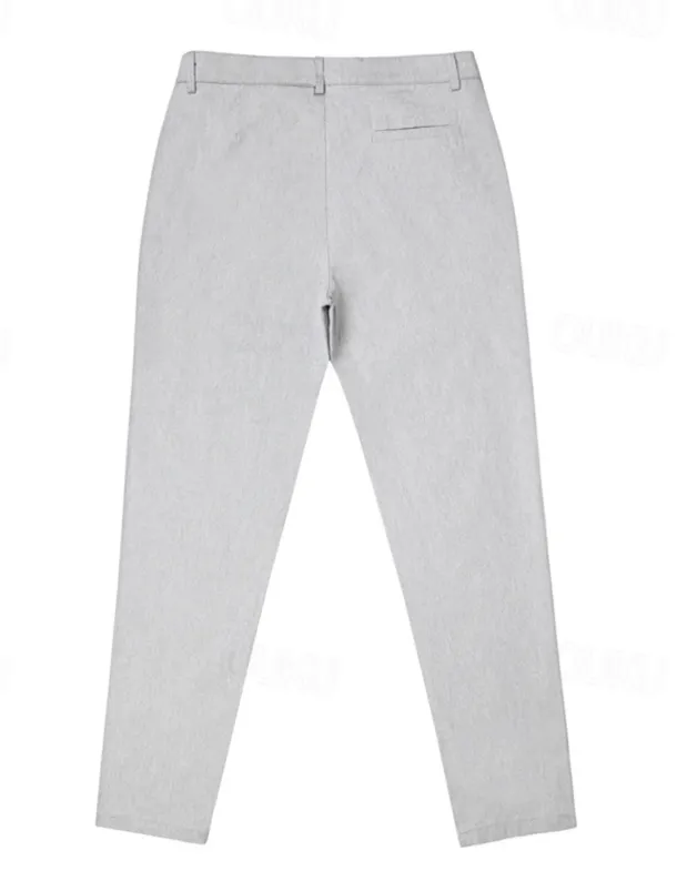 Men's Dress Pants Trousers Chinos Buttons Pocket Plain Comfort Formal Party Work Fashion Classic Style Black Wine Micro-elastic